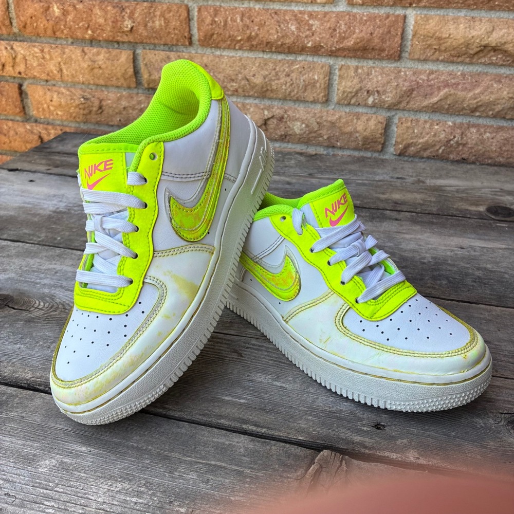 Nike Air Force 1 Low GS 4.5Y Volt White Pink DV1680-100 Neon Sneakers